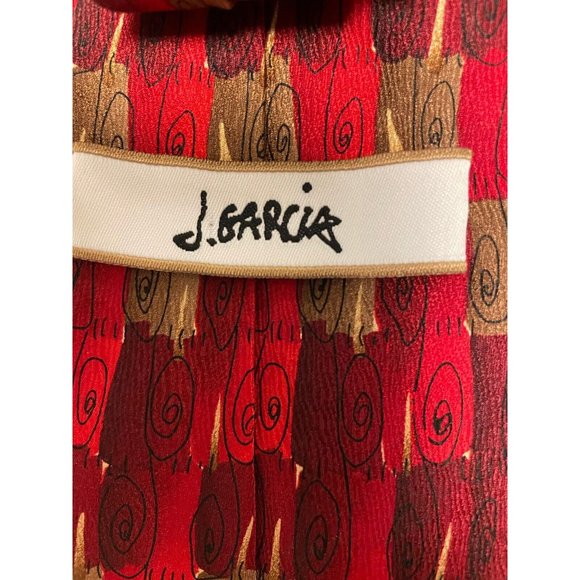 Men's Necktie J Garcia Tie Red's & Gold's 100% Silk 61" - Picture 3 of 4